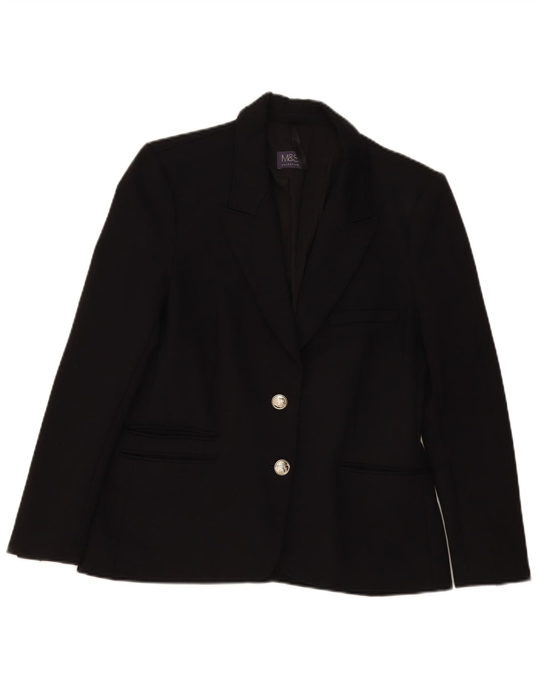 Marks & Spencer Veste blazer à 2 boutons pour femme UK 12 Viscose noire moyenne