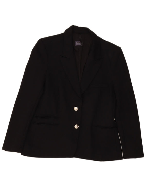 Marks & Spencer Veste blazer à 2 boutons pour femme UK 12 Viscose noire moyenne