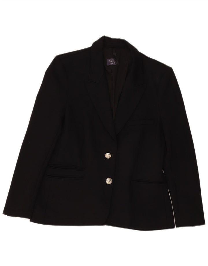 Marks & Spencer Veste blazer à 2 boutons pour femme UK 12 Viscose noire moyenne