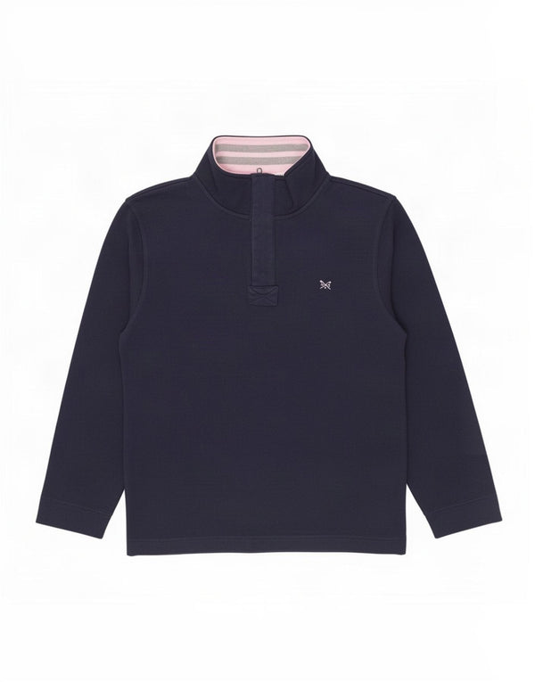Crew Clothing Sweat-shirt col zippé pour homme XL en coton bleu marine