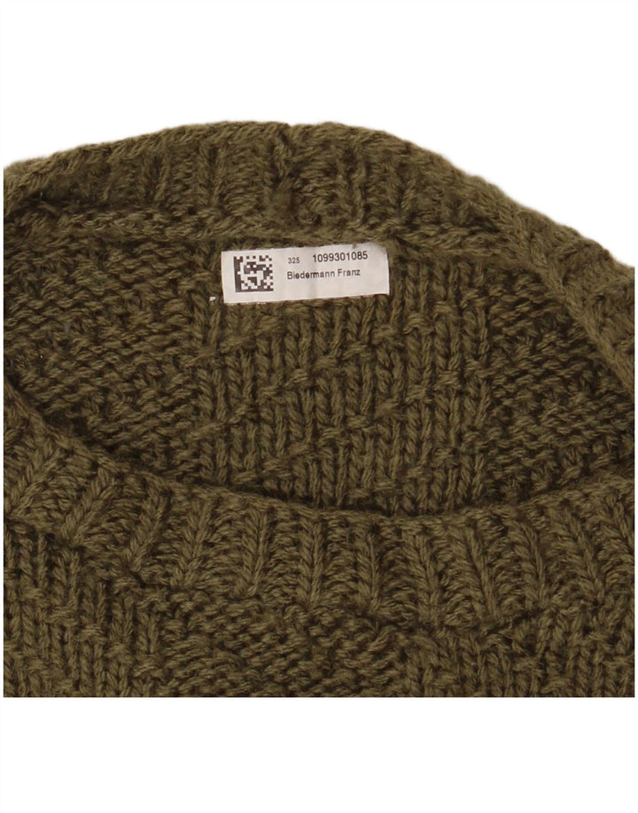 VINTAGE Pull surdimensionné à col rond pour femme UK 18 XL Kaki