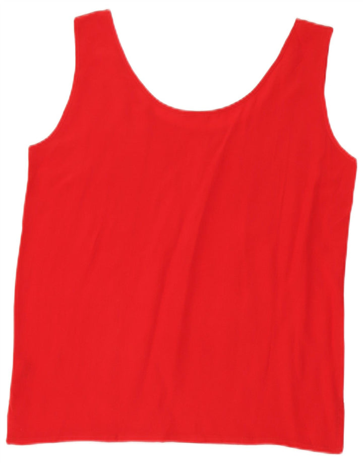 VINTAGE Débardeur Femme UK 10 Petite Soie Rouge