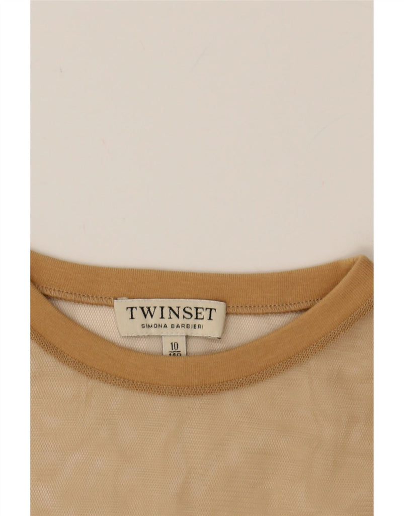 SIMONA BARBIERI Girls Twin-Set See Through A-Line Dress 9-10 Years Beige Vintage Simona Barbieri and Second-Hand Simona Barbieri from Messina Hembry 