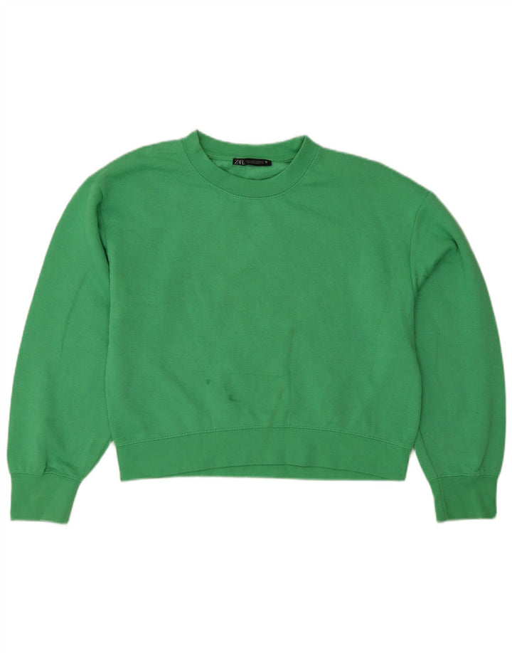 Zara Femme Coupe décontractée Sweat Pull UK 10 Petit Vert Polyester