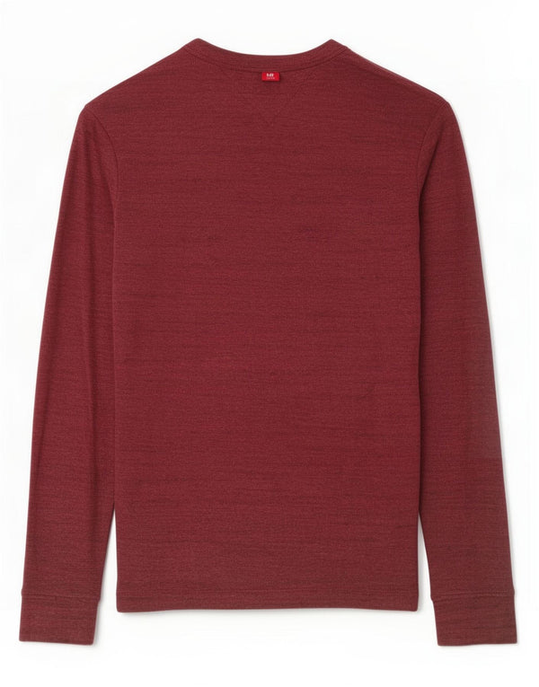 Tommy Hilfiger Haut à manches longues pour homme en coton moucheté bordeaux moyen