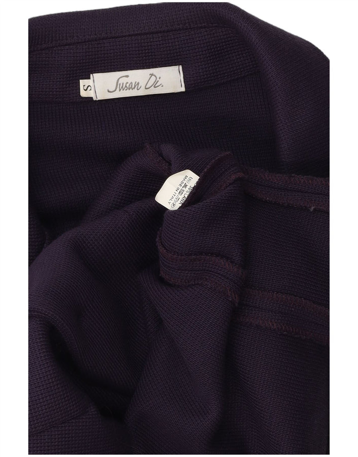 vintage Femmes Tricot 2 Bouton Blazer Veste UK 10 Petit Violet Polyester