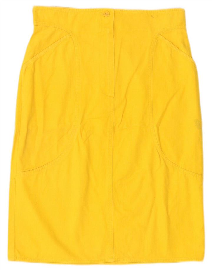 VINTAGE Womens Denim Skirt UK 12 Medium W28  Yellow