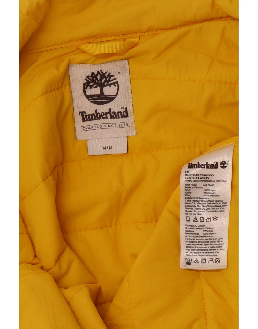 TIMBERLAND Veste matelassée pour hommes UK 38 Nylon jaune moyen