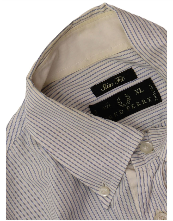 FRED PERRY Chemise Slim Fit XL Bleu à fines rayures pour homme