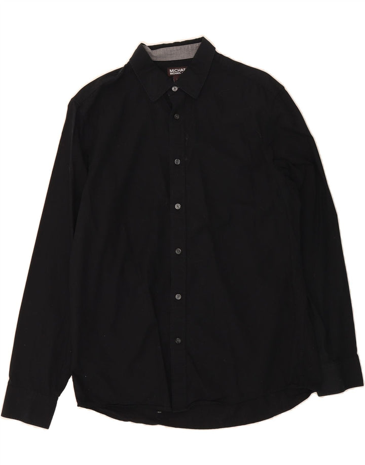 MICHAEL KORS Mens Tailored Fit Shirt Medium Black Cotton Vintage Michael Kors and Second-Hand Michael Kors from Messina Hembry 