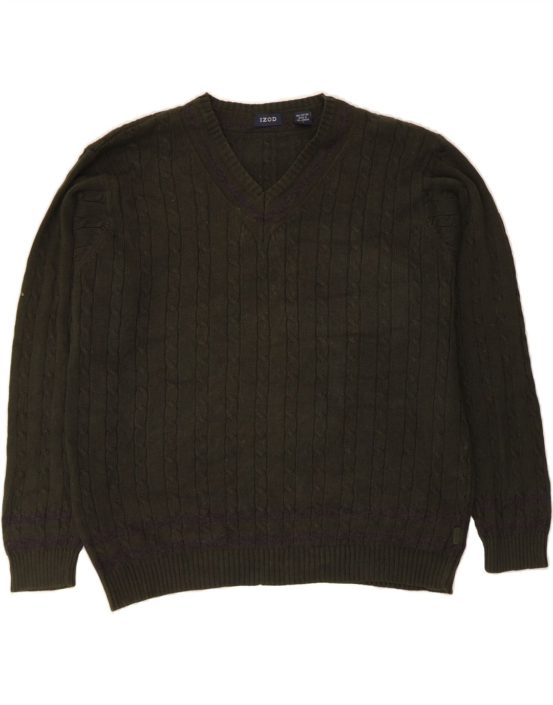 IZOD Pull col V homme grand vert coton