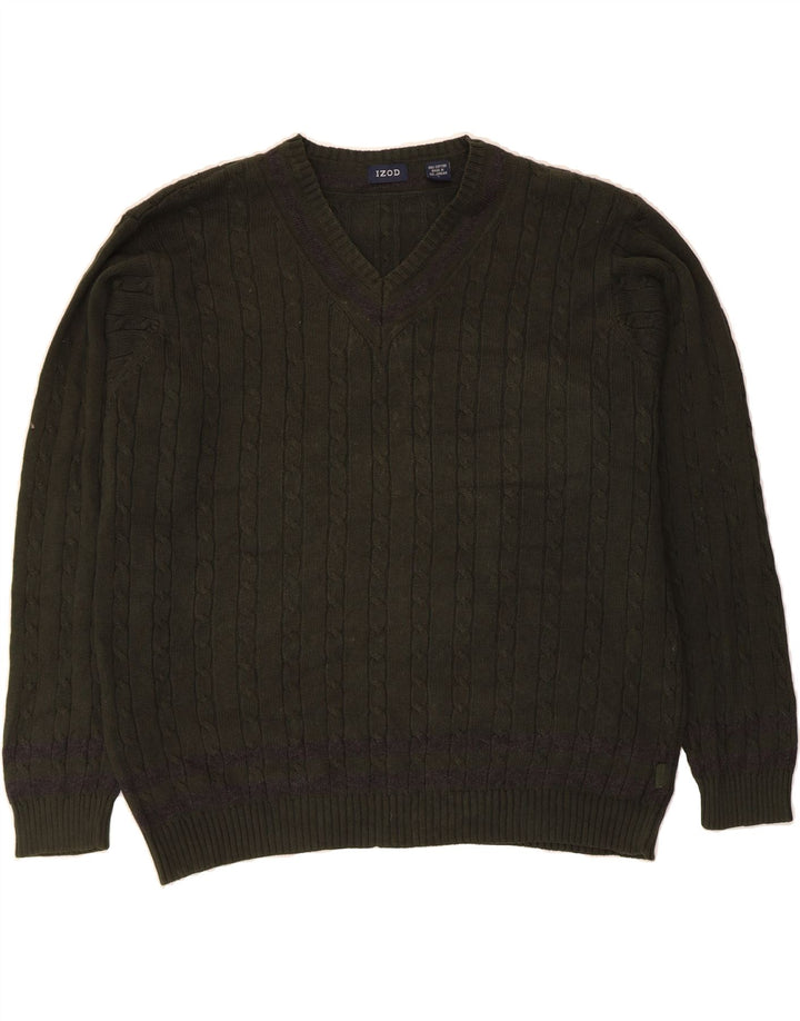 IZOD Pull col V homme grand vert coton