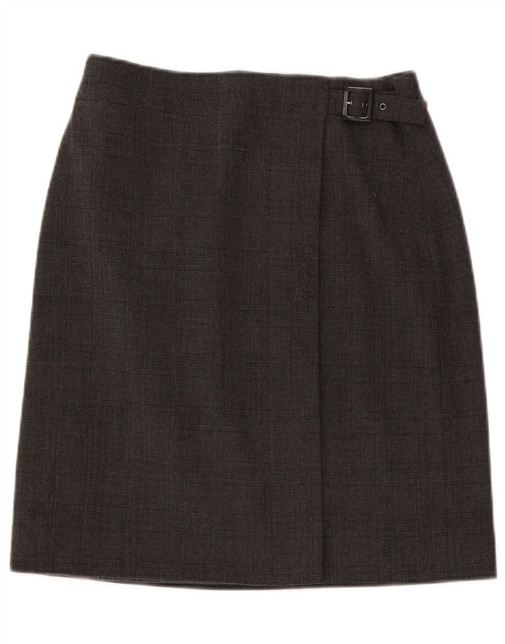 Armani Jupe portefeuille pour femme US 6 Medium W28 Gris à carreaux Polyester
