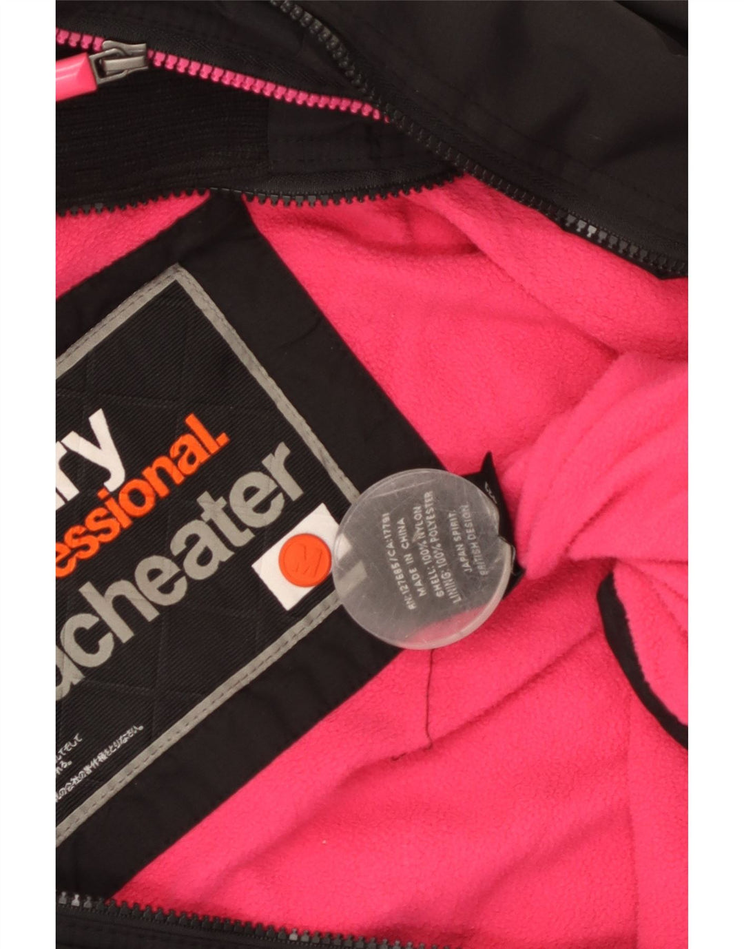 Superdry Veste coupe-vent graphique pour femme UK 14 Noir moyen