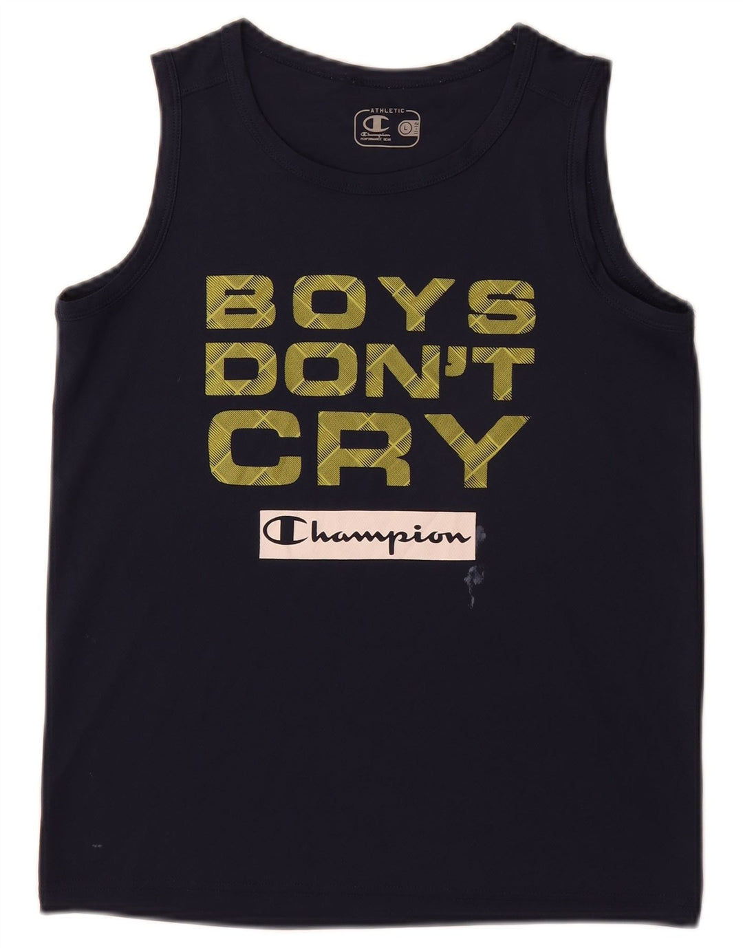 CHAMPION Boys Graphic Vest Top 11-12 Years Large  Navy Blue