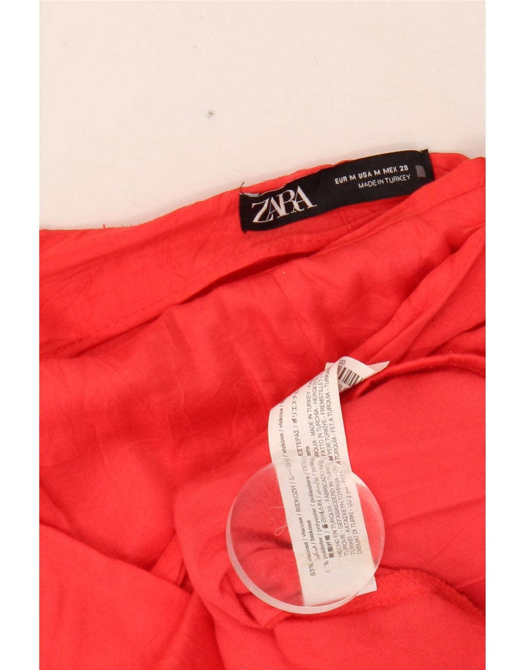 Zara Femme Mini Jupe Asymétrique Medium W28 Rouge Viscose