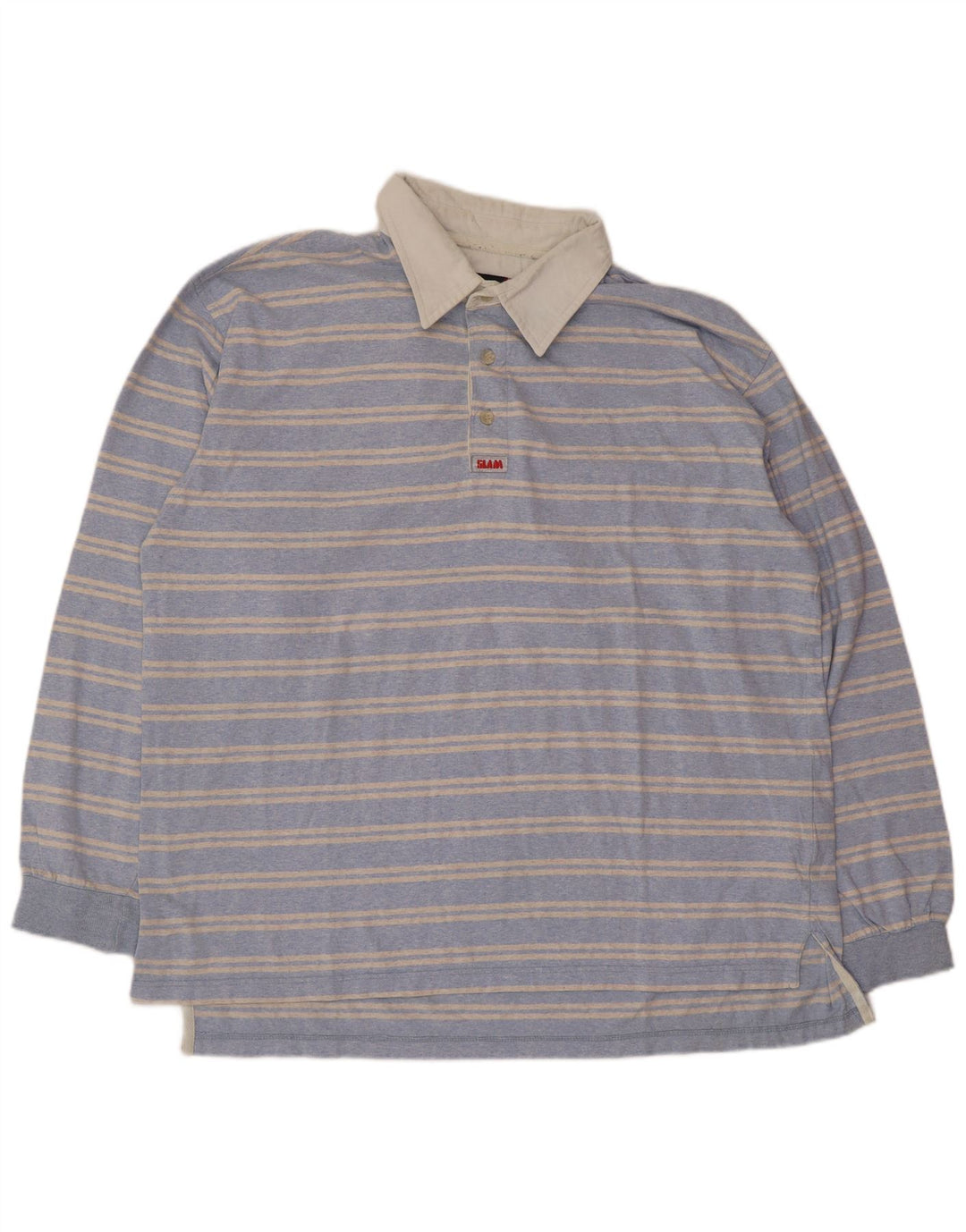 Slam Polo à manches longues pour homme 2XL en coton rayé bleu