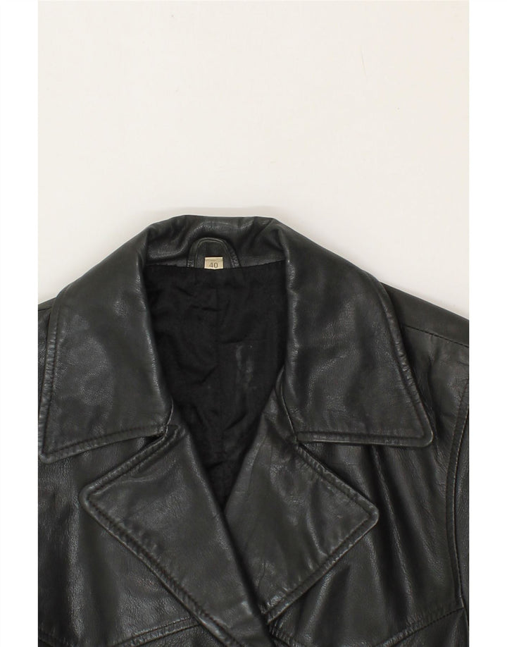 VINTAGE Womens Leather Jacket IT 40 Small Black Leather Vintage Vintage and Second-Hand Vintage from Messina Hembry 