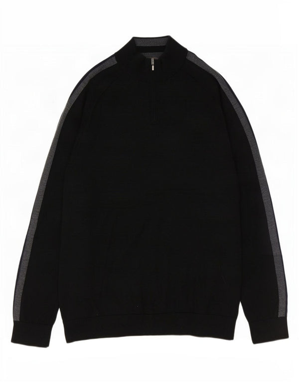 Marks & Spencer Pull col zippé pour homme XL Noir Colorblock