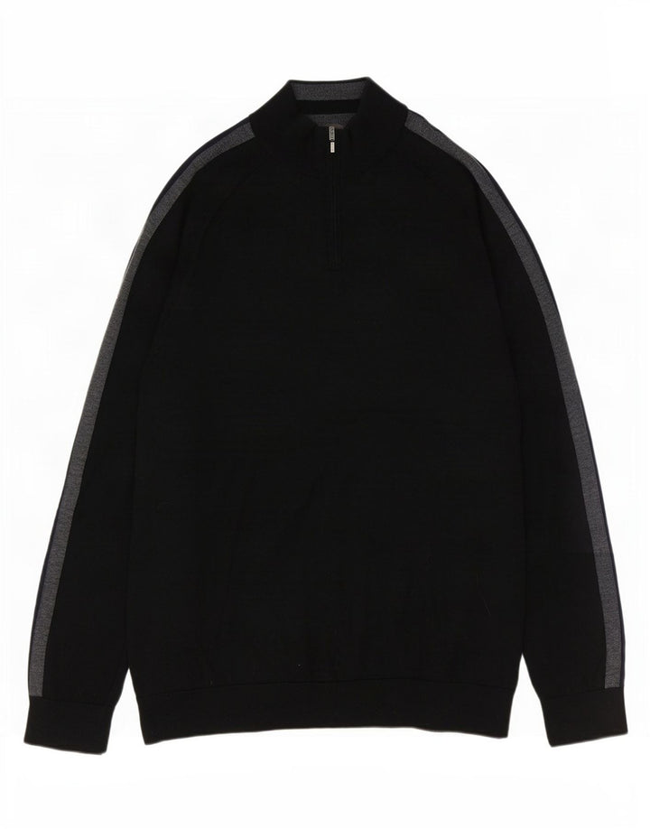 Marks & Spencer Pull col zippé pour homme XL Noir Colorblock