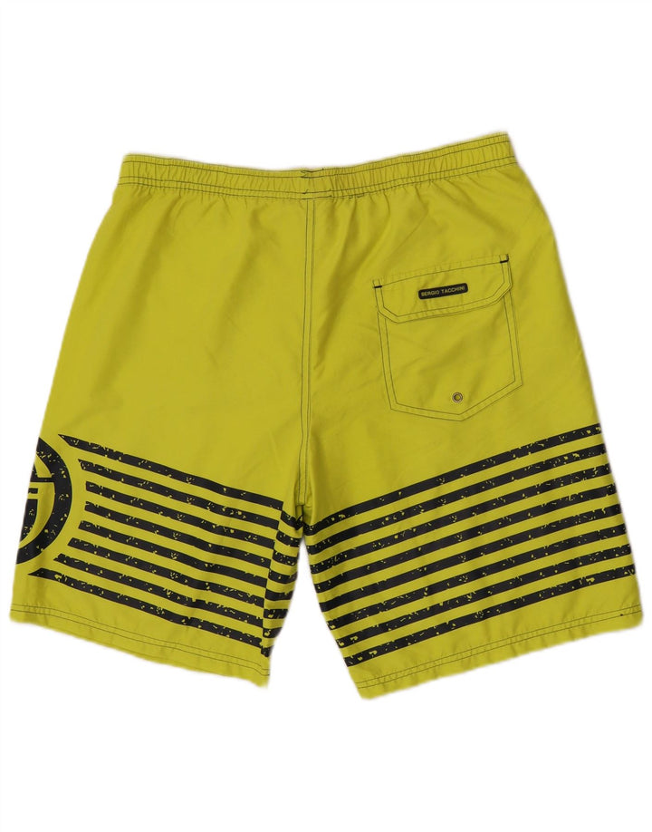 Sergio Tacchini Short de bain graphique pour homme en polyester à rayures vertes