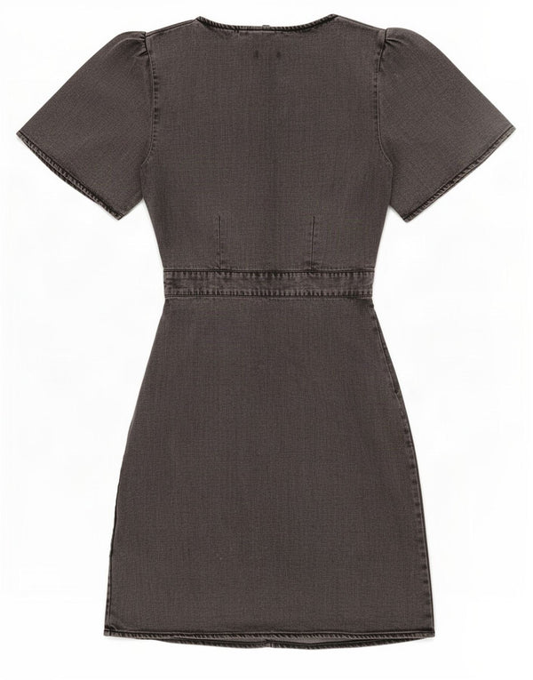 Superdry Robe en jean pour femme UK 10 Small Gris Lyocell