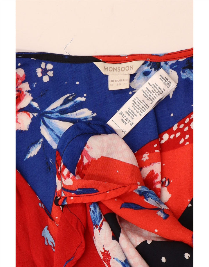 Monsoon Robe Maxi Femme UK 8 Petit Viscose Patchwork Multicolore