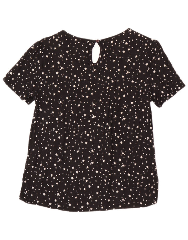 Superdry Femme Chemisier Top UK 12 Medium Noir Spotted Viscose