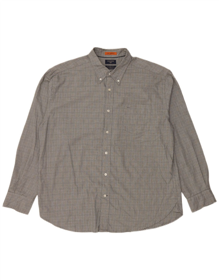 DOCKERS Chemise anti-taches homme XL en coton à carreaux gris