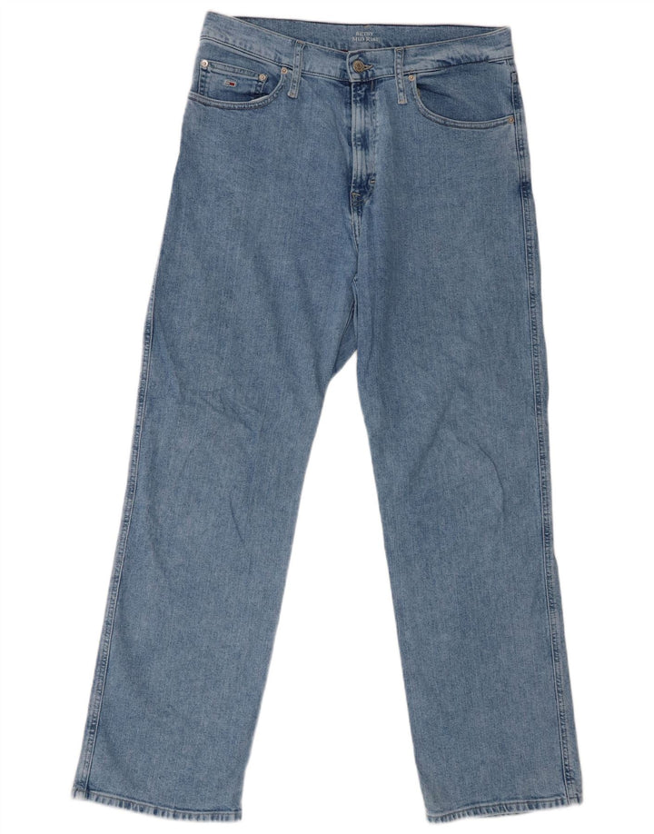 TOMMY HILFIGER Jean Droit Taille Mi-Haute Homme W31 L32 Bleu Coton