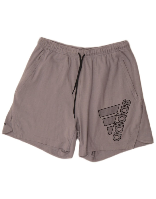 Adidas Mens Aeroready Graphic Sport Shorts Large Grey Cotton