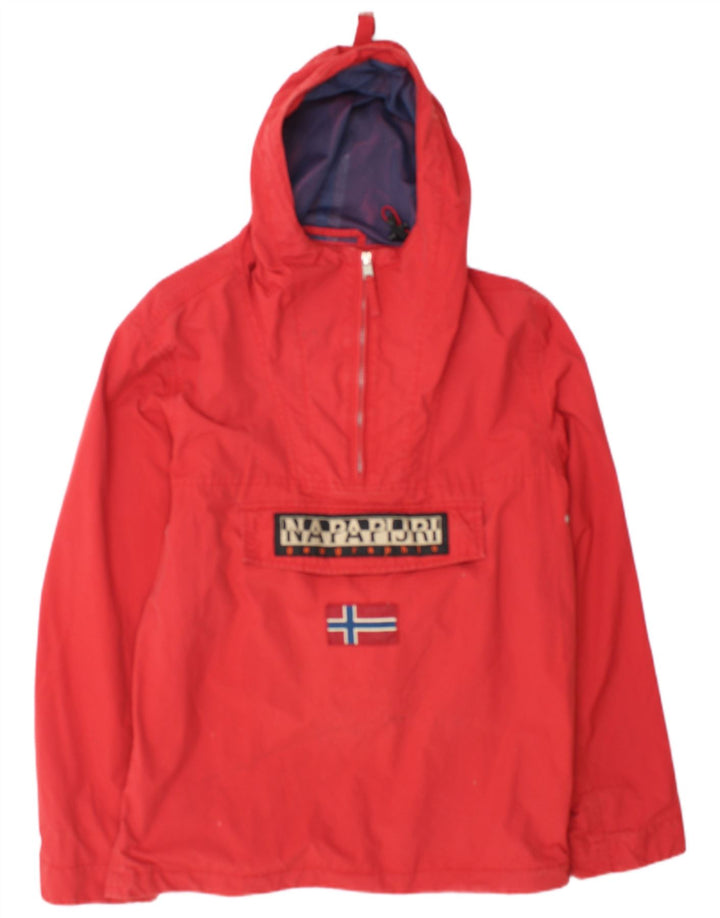 Napapijri Veste anorak graphique à capuche pour homme UK 38 Rouge moyen Polyamide