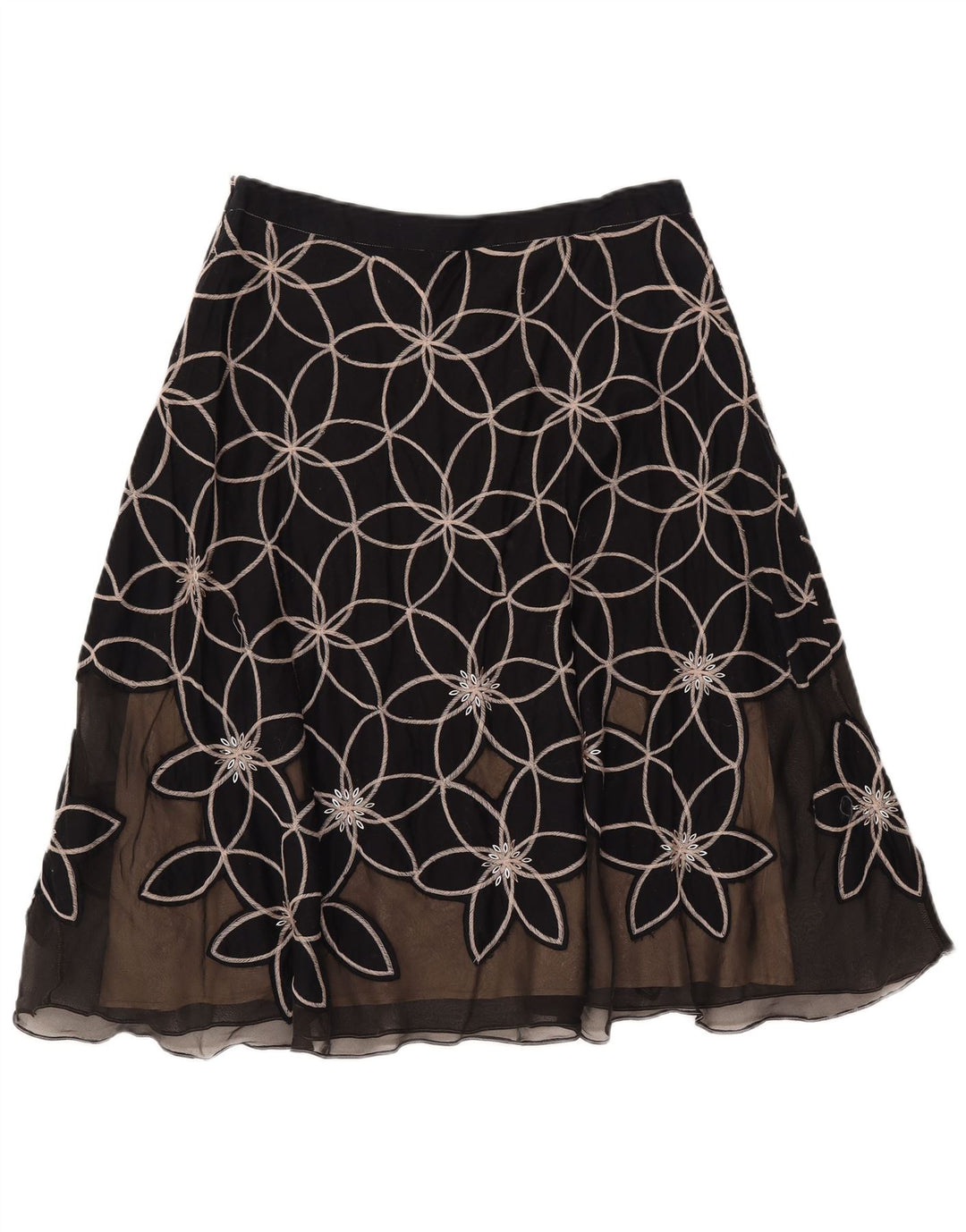 MONSOON Jupe trapèze pour femme UK 12 Medium W30 Coton floral noir