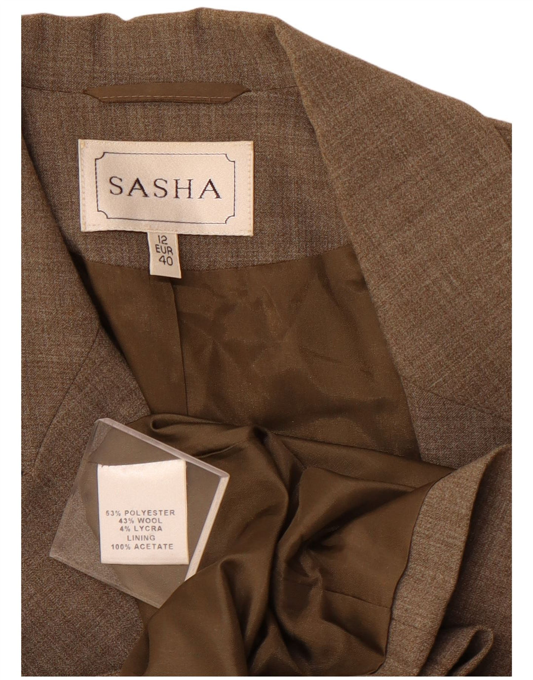 SASHA Veste blazer 1 bouton pour femme UK 12 Marron moyen Polyester