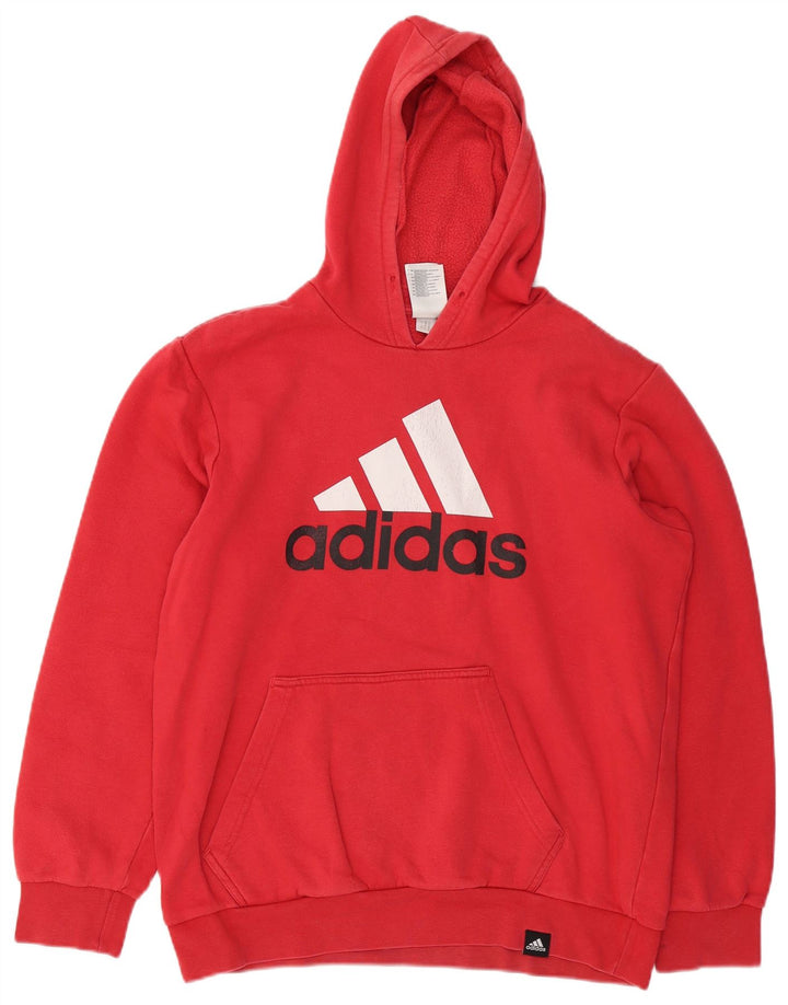 ADIDAS Pull à capuche graphique pour homme en coton rouge moyen