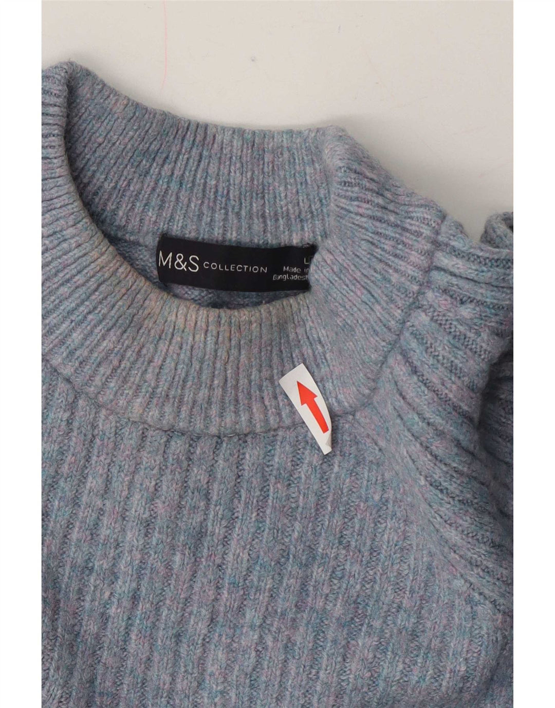 Marks & Spencer Pull col roulé pour femme UK 14 Large Bleu moucheté