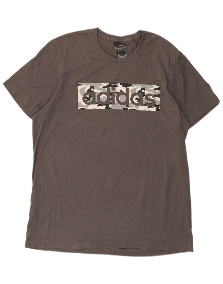 Adidas T-Shirt Graphique Homme Gris Moyen Coton