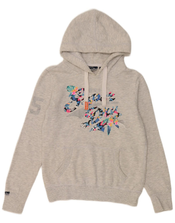 Superdry Pull à capuche surdimensionné graphique pour femme UK 10 Small Gris Coton