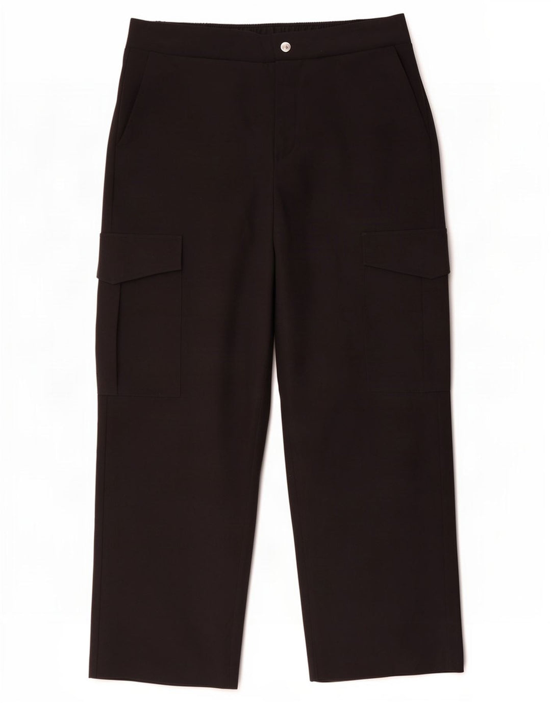 Zara Pantalon Cargo Droit Femme Large W34 L30 Noir Polyester