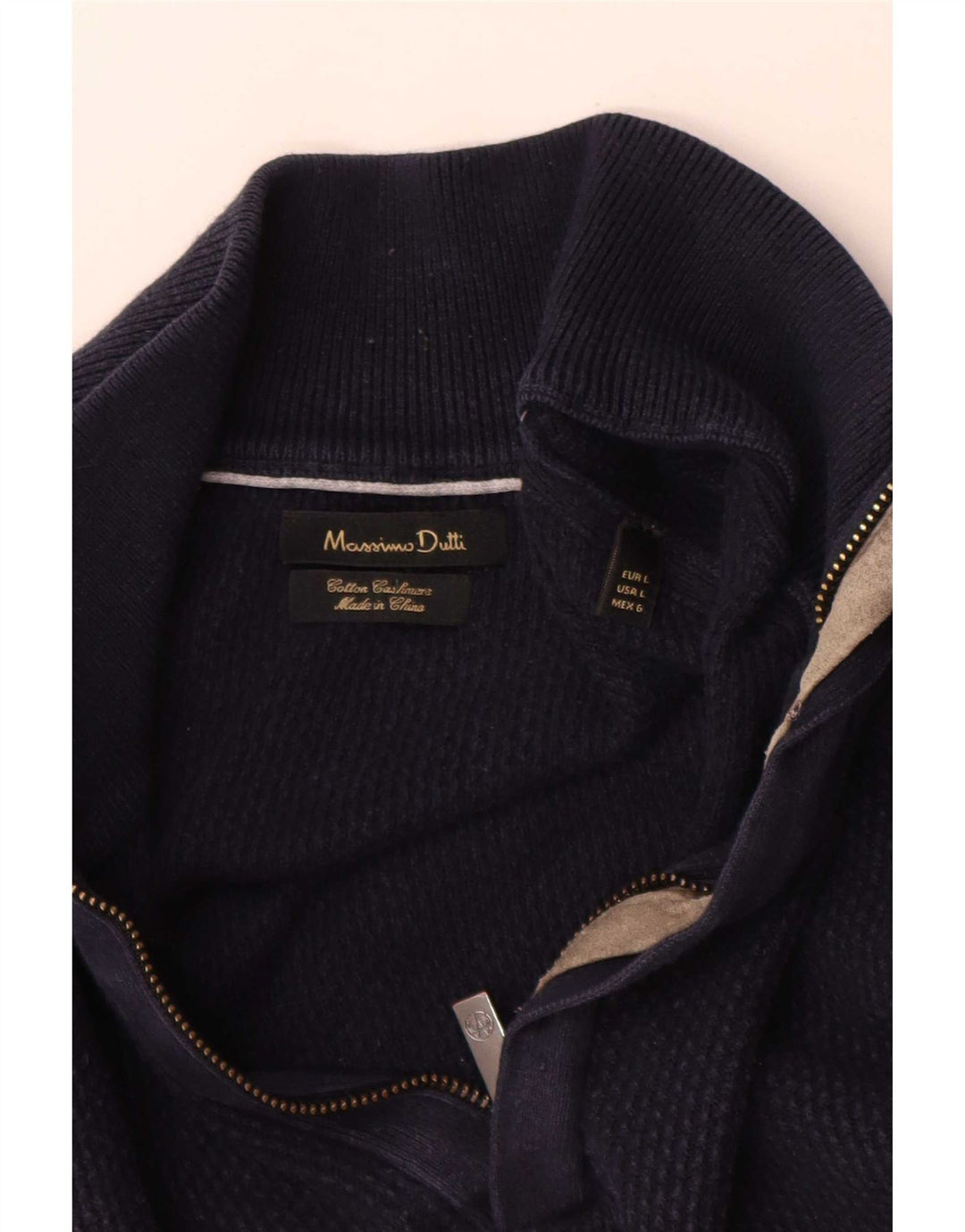 Massimo Dutti Pull col zippé pour homme en coton bleu marine Taille L
