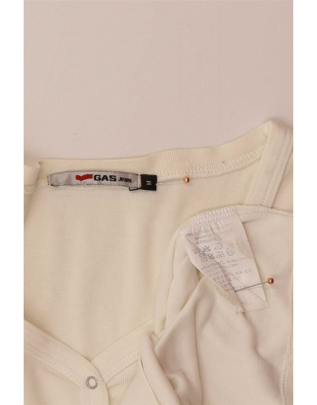 Gas Top Femme Manches Longues UK 12 Moyen Blanc Cassé Coton