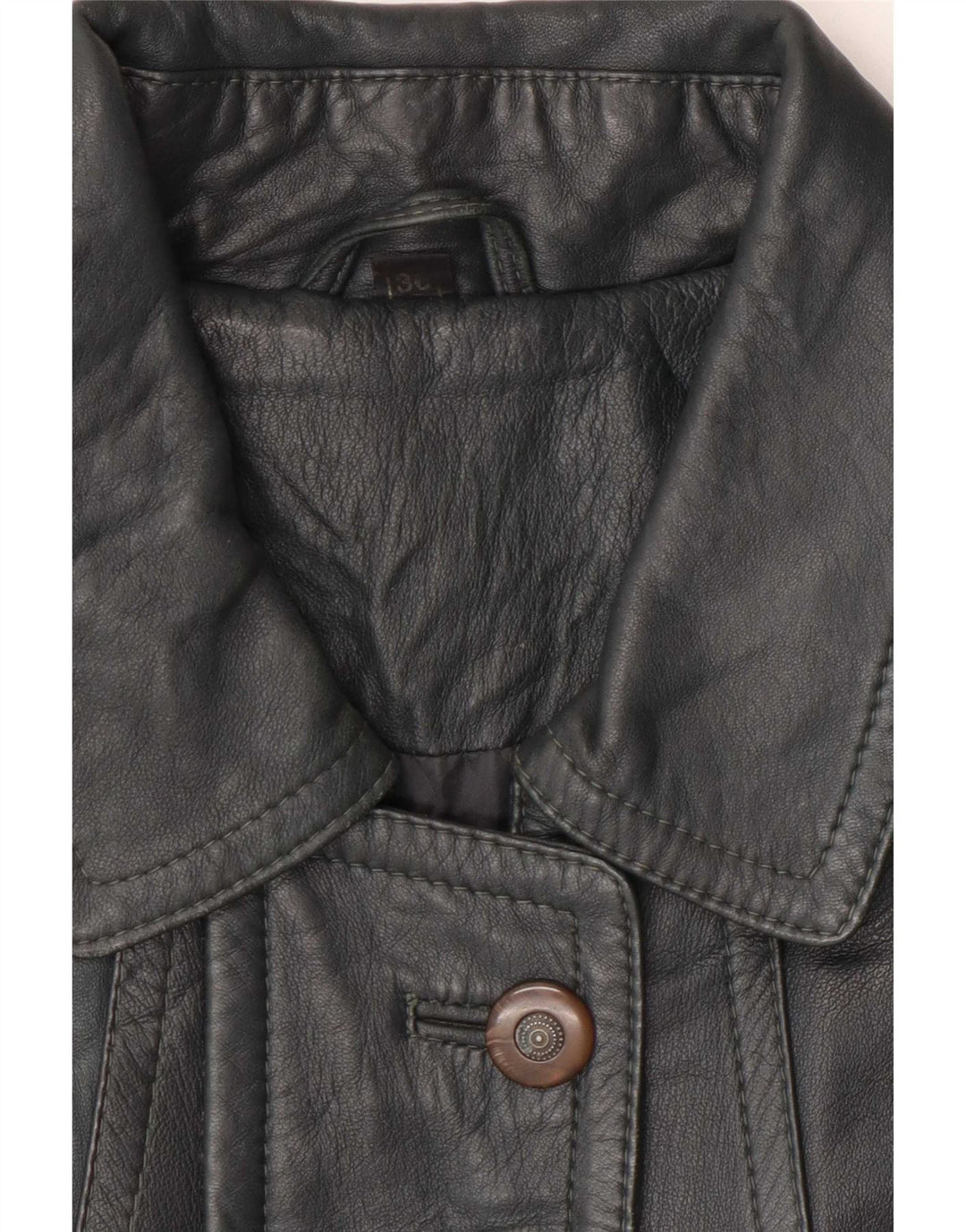 manteau en cuir femme vintage EU 38 Gris moyen