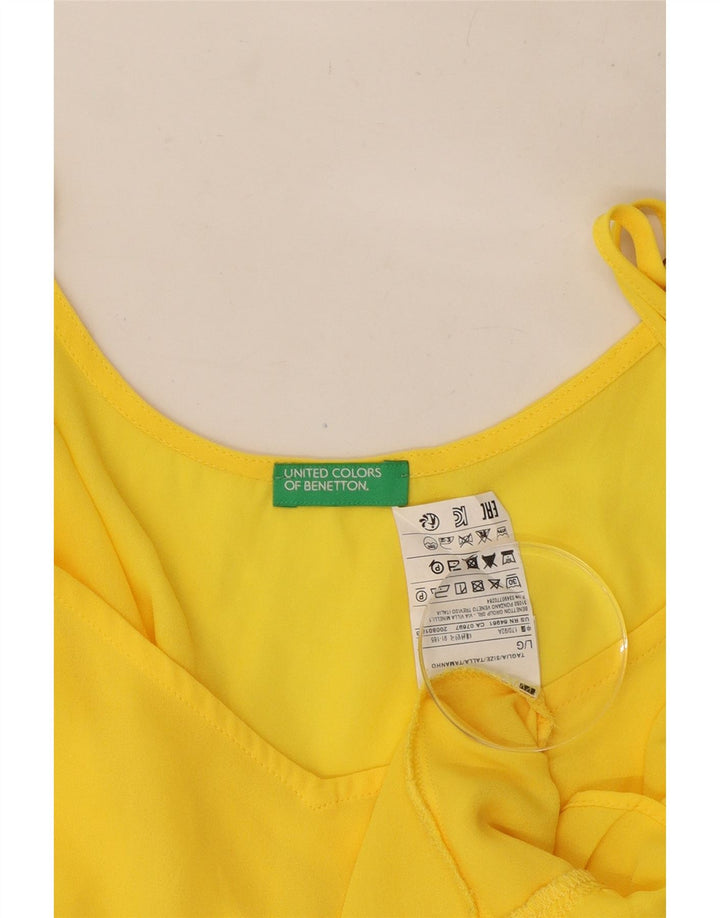 Benetton Femme Cami Top UK 16 Large Jaune Polyester