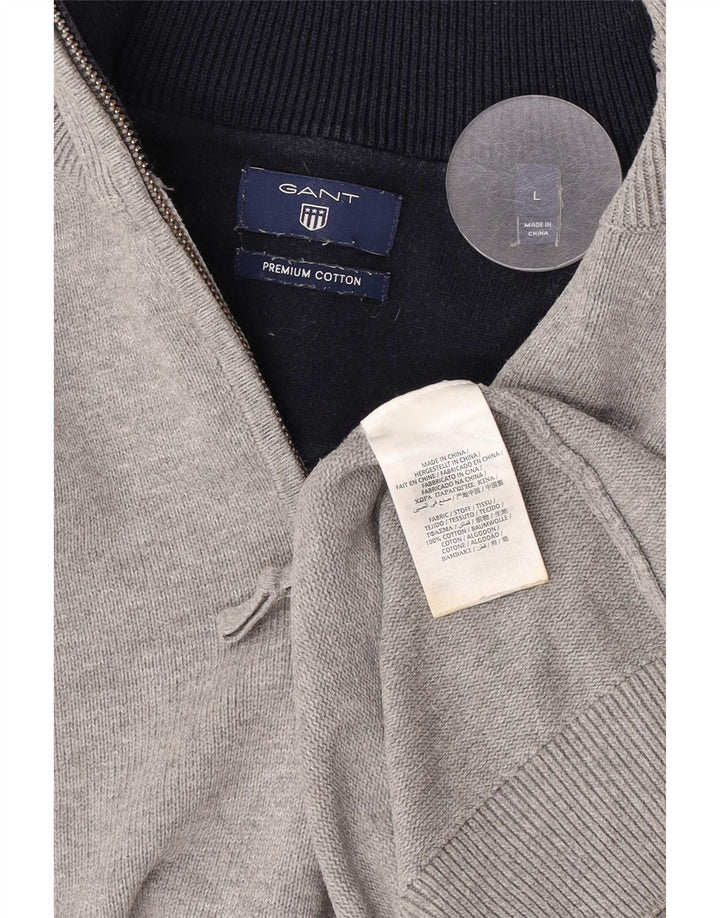 Gant Pull col zippé homme grand gris coton