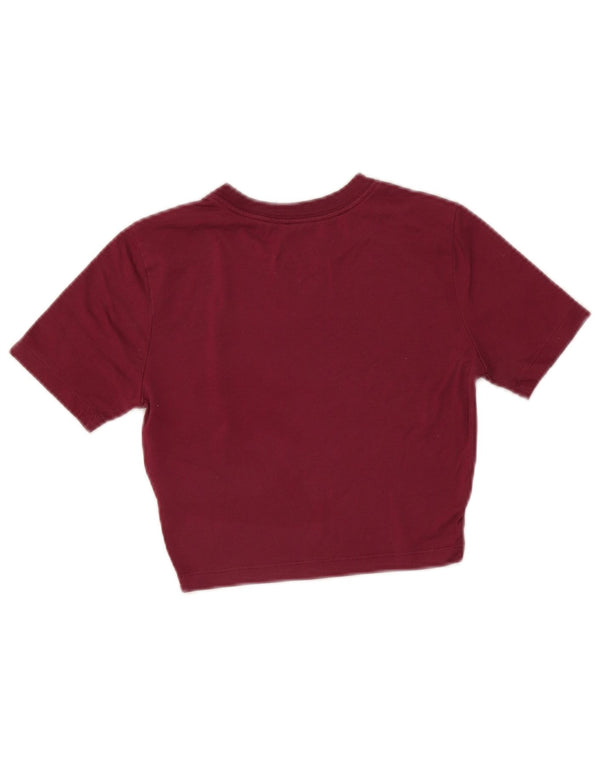 Nike Womens Crop Slim Fit T-Shirt Top UK 6 XS Bordeaux Polyester