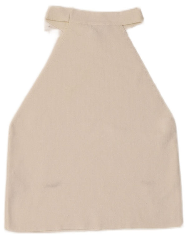 Topshop Haut court dos nu pour femme UK 8 Petit Viscose Blanc