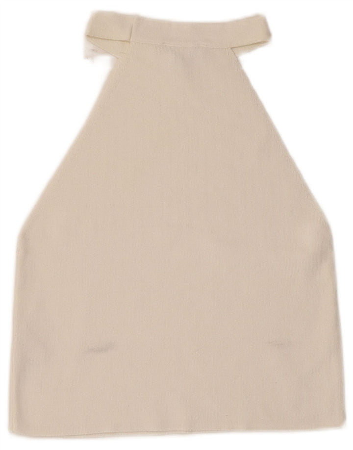 Topshop Haut court dos nu pour femme UK 8 Petit Viscose Blanc