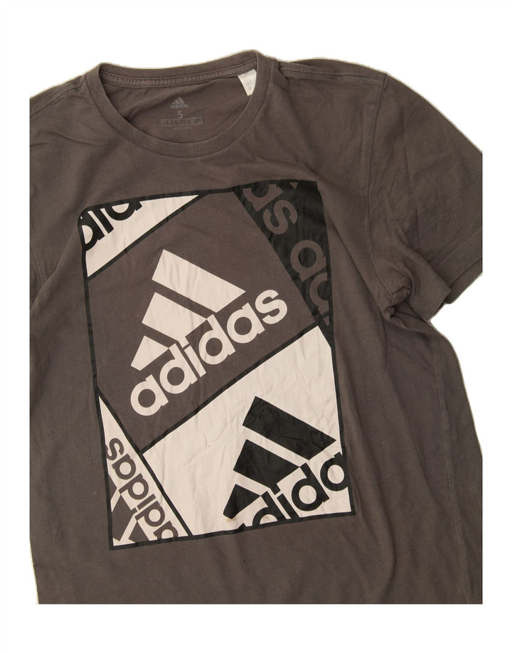 ADIDAS Mens Graphic T-Shirt Top Small Grey Cotton Vintage Adidas and Second-Hand Adidas from Messina Hembry 