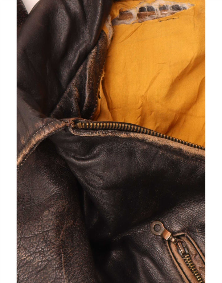veste en cuir homme vintage UK 44 2XL Marron
