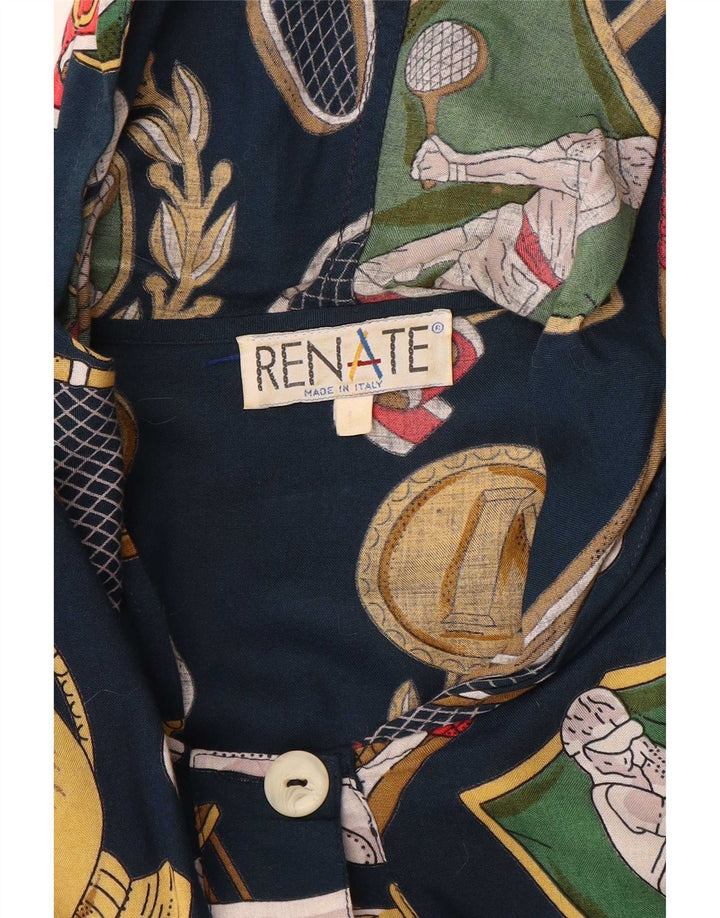 Renate Chemisier surdimensionné à motif abstrait pour femme UK 16 Large Bleu marine